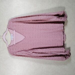 03563 Flying Tomato mauve pink eyelash balloon sleeve blouse L